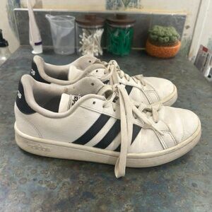 adidas White Sneakers with Black Stripes